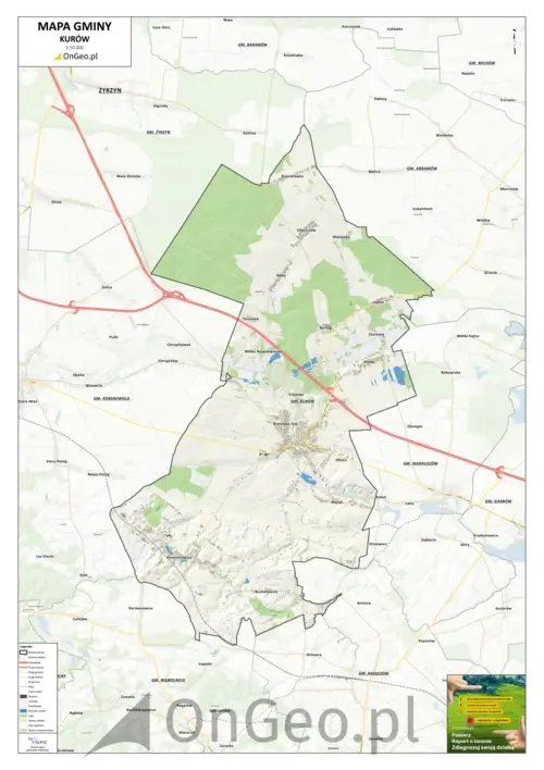 Mapa gminy Kurów